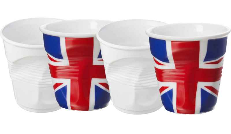 Knickbecher Espresso 0,08l Flagge UK & Weiß 4er Set