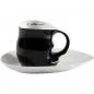 Preview: Luigi Colani Porzellan Kaffee Cappuccino Tasse mit Untertasse 2 tlg. schwarz/ weiß