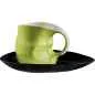 Preview: Luigi Colani Porzellan Kaffee - Cappuccino Tasse mit Untertasse color green 2 tlg.