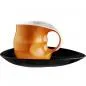 Preview: Luigi Colani Porzellan Kaffee - Cappuccino Tasse mit Untertasse color orange 2 tlg.