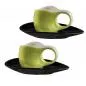Preview: Luigi Colani Porzellan 2 Espressissimo - Tasse mit 2 Untertassen 4 tlg. green