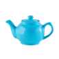 Preview: Teekanne 1100 ml Steingut glänzend blau, für 6 Tassen