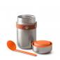 Preview: Food Flask - Orange, 400 ml, Edelstahl/Vegan Leder, Maße: 8,5 x 8,5 x 16 cm