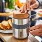 Preview: Lunch-Thermo Becher, 550 ml, Edelstahl /Kork, Maße: 10 x 10 x 15,3 cm