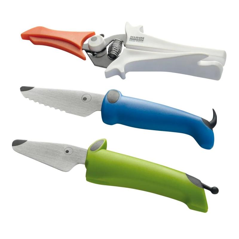 Preview: Kinderkitchen Set 3-teilig/ Kindermesser-Set blau/grün/weiß