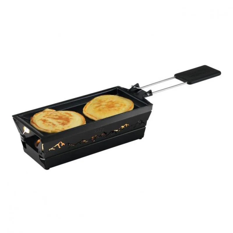 Raclette Set Mini Alpenglühen schwarz mit Schabern und Teelicht