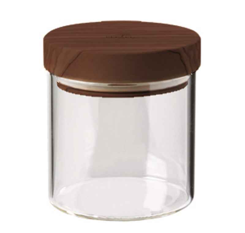 Vorratsbehälter mit Deckel, Glas, Walnussholz 400 ml, Höhe: 11 cm