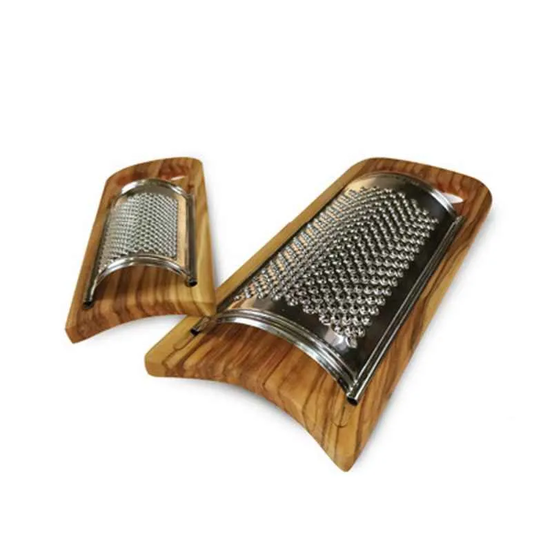 Flache Reibe, Edelstahl, Olivenholz 22 x 9 x 3,1 cm Bèrard