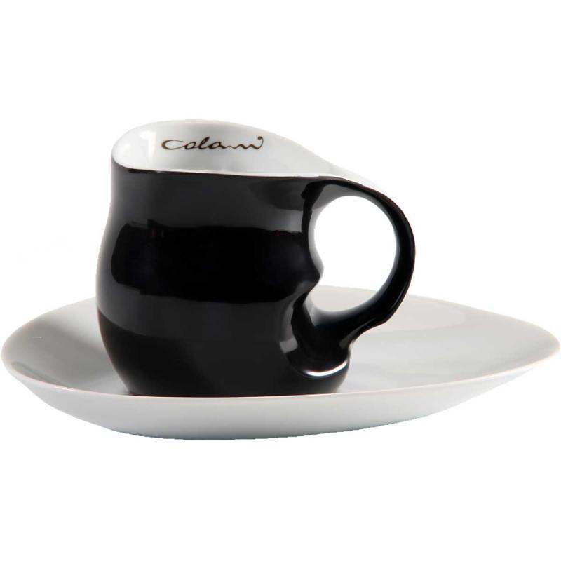 Preview: Luigi Colani Porzellan Kaffee Cappuccino Tasse mit Untertasse 2 tlg. schwarz/ weiß