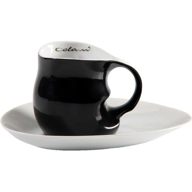 Luigi Colani Porzellan Kaffee Cappuccino Tasse mit Untertasse 2 tlg. schwarz/ weiß