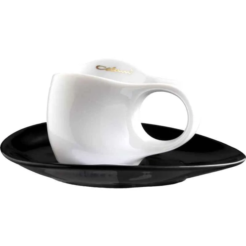 Luigi Colani Porzellan 2 Espressissimo - Tassen mit 2 Untertassen 4 tlg. weiß/ schwarz
