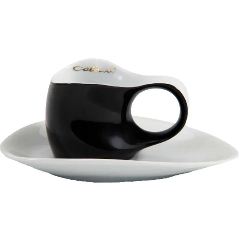 Luigi Colani Porzellan Espresso Tasse mit Untertasse 2 tlg. schwarz / weiß