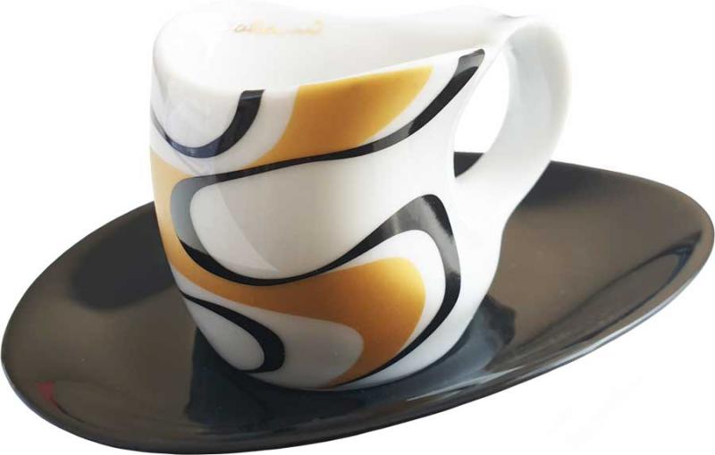 Luigi Colani Porzellan Espressissimo - Tasse 4 tlg. wave gold black