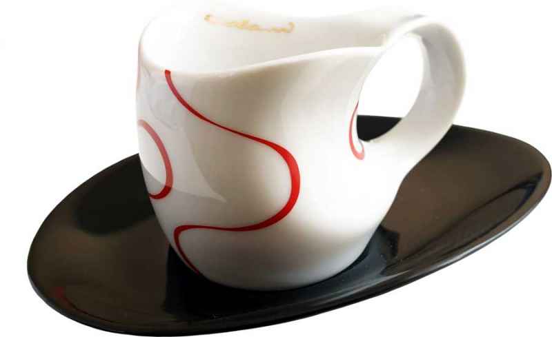 Preview: Luigi Colani Porzellan Espressissimo - Tassen mit Untertassen 4 tlg. loop red