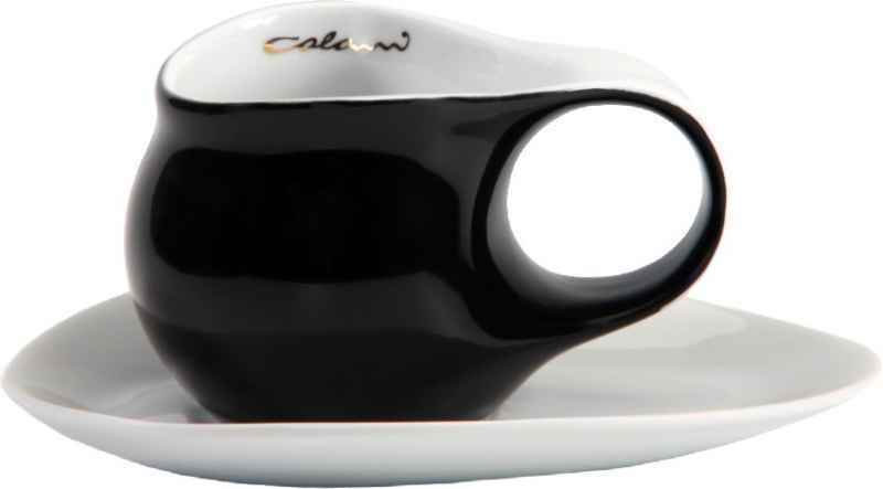 Preview: Luigi Colani Porzellan Espresso Tasse mit Untertasse 2 tlg. schwarz / weiß