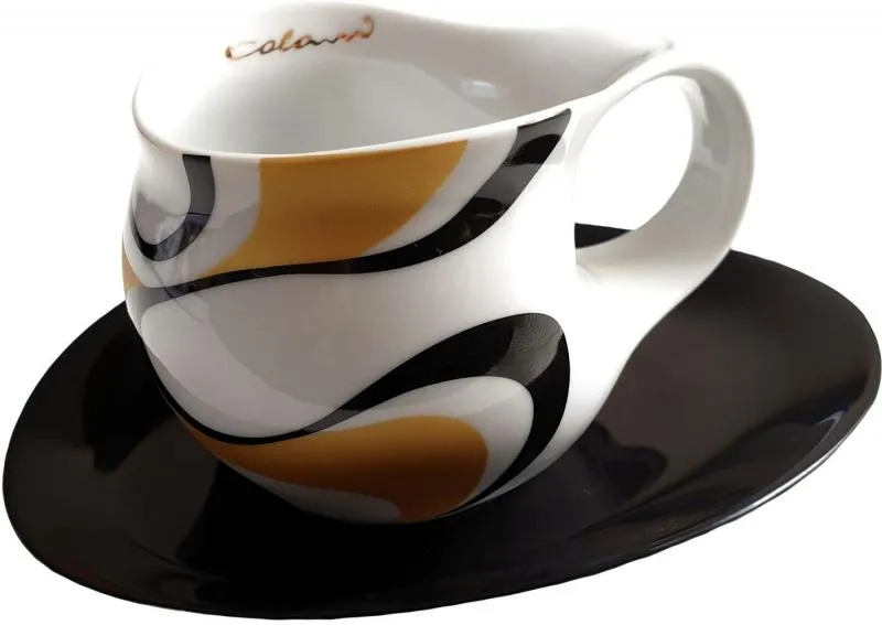 Luigi Colani Porzellan Espresso Tasse mit Untertasse wave gold black