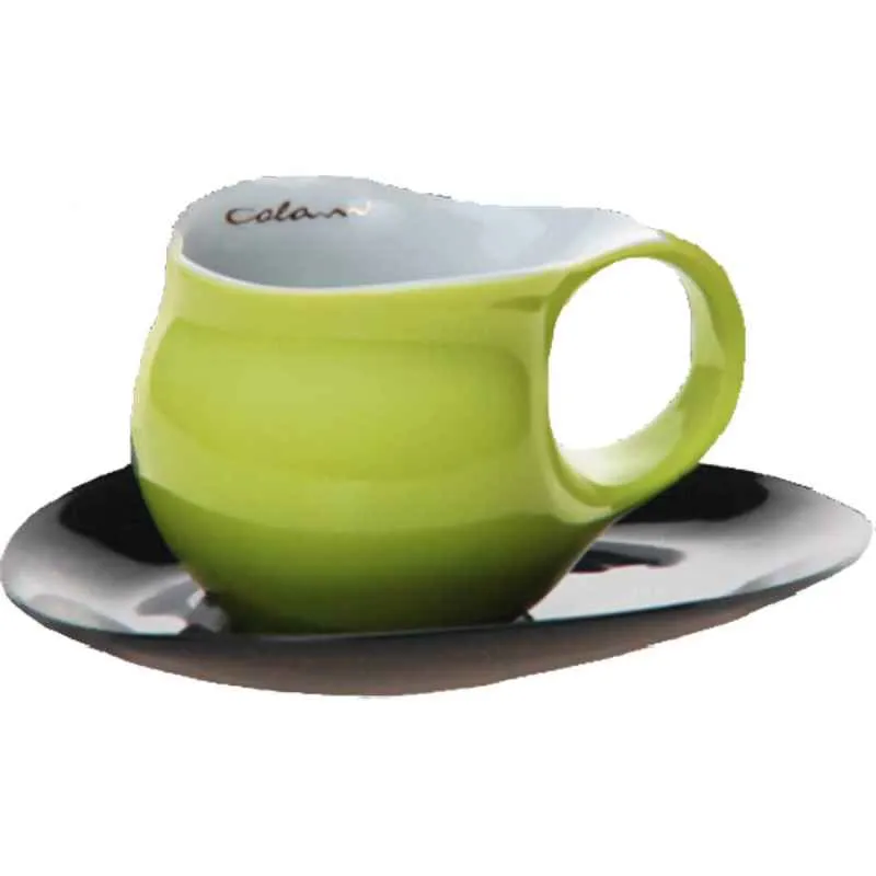 Luigi Colani Porzellan Espresso Tasse mit Untertasse grün / schwarz
