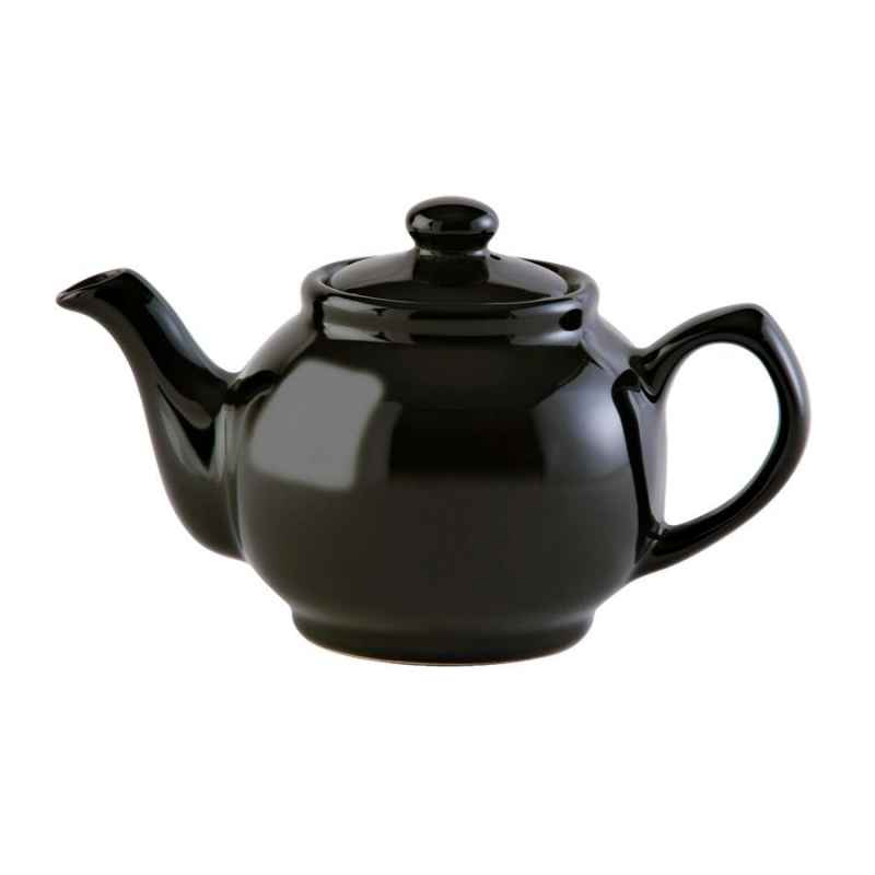 Teekanne 1100 ml Steingut klassisch schwarz, für 6 Tassen