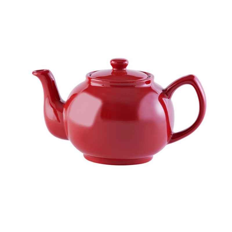 Teekanne 1100 ml Steingut glänzend rot, für 6 Tassen