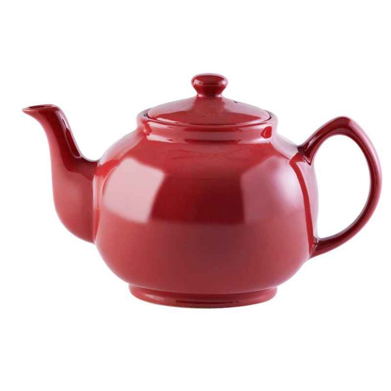 Teekanne 1500 ml Steingut glänzend rot, für 10 Tassen