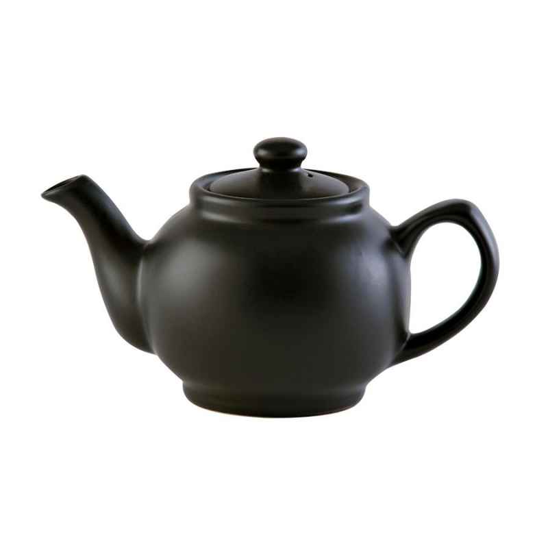 Teekanne 1100 ml Steingut matt schwarz, für 6 Tassen