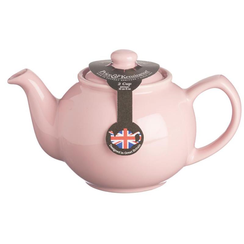 Teekanne 450 ml Steingut pastell pink, für 2 Tassen