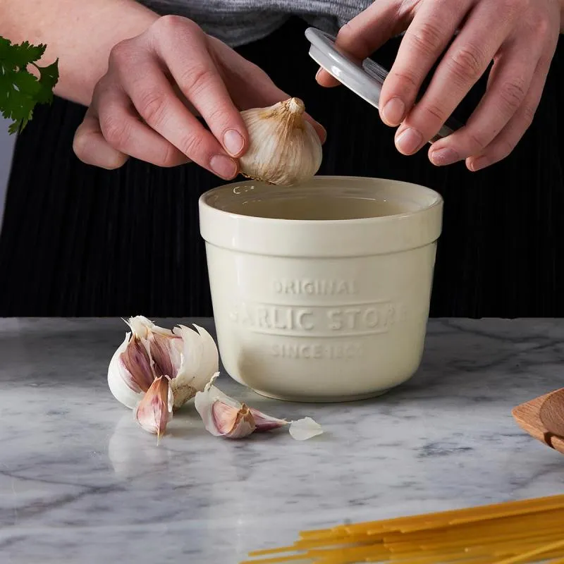 Knoblauchbehälter 2in1 mit Reibe aus Steingut