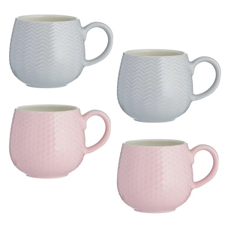 Geprägte Tasse Honigwaben pink, 350 ml