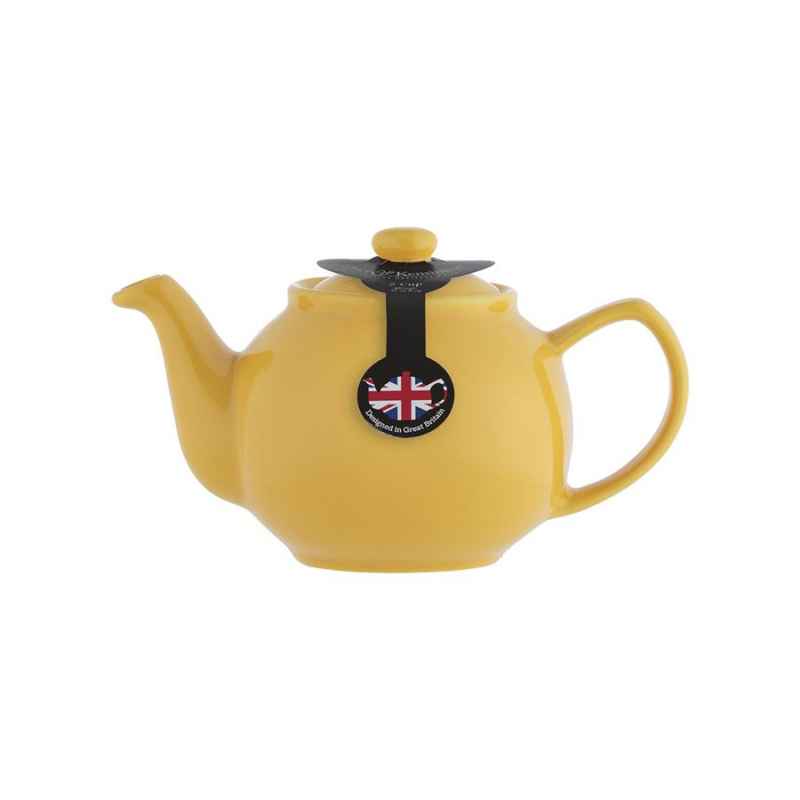 Preview: Teekanne 450 ml Steingut brilliante Farben senfgelb, für 2 Tassen