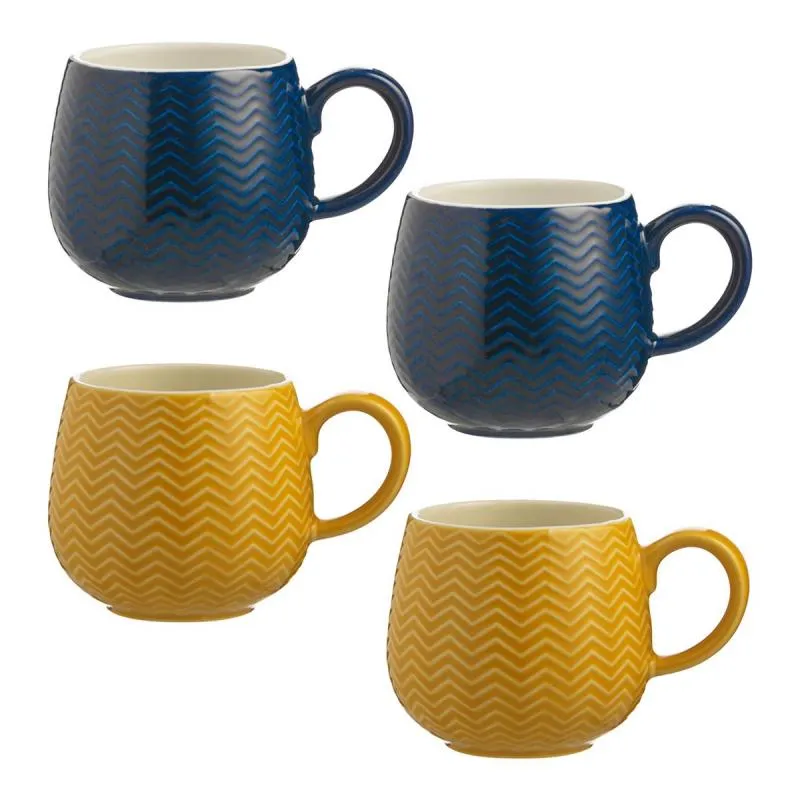 Geprägte Tasse Zickzack, ocker, 350 ml