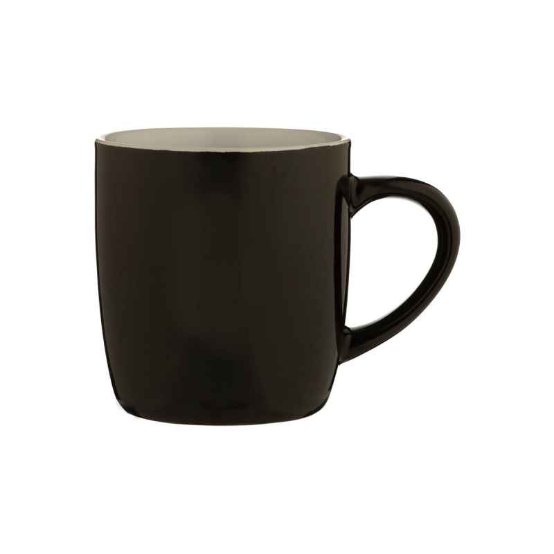 Tasse aus Steingut, schwarz, 330 ml