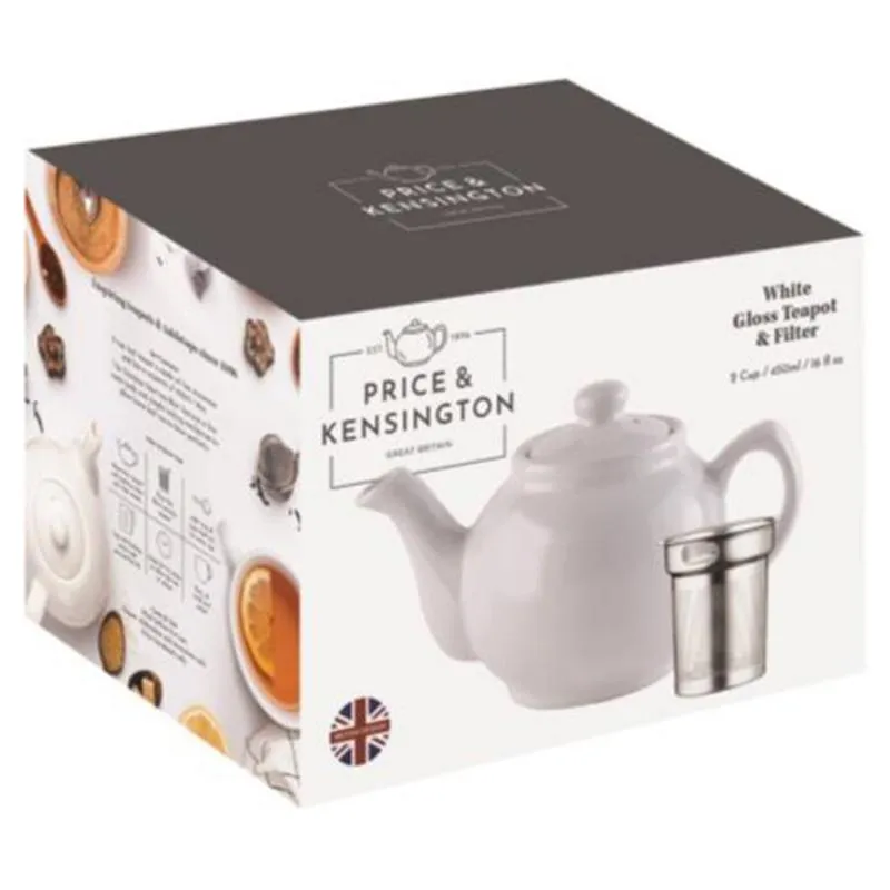 P&K Set Teekanne + Teesieb weiß, 1,1 L 6 Tassen