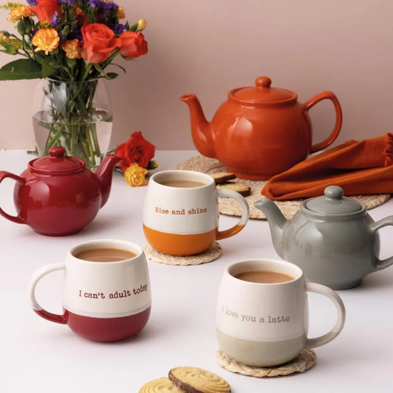 Teekanne, glänzend orange, 2 Tassen
