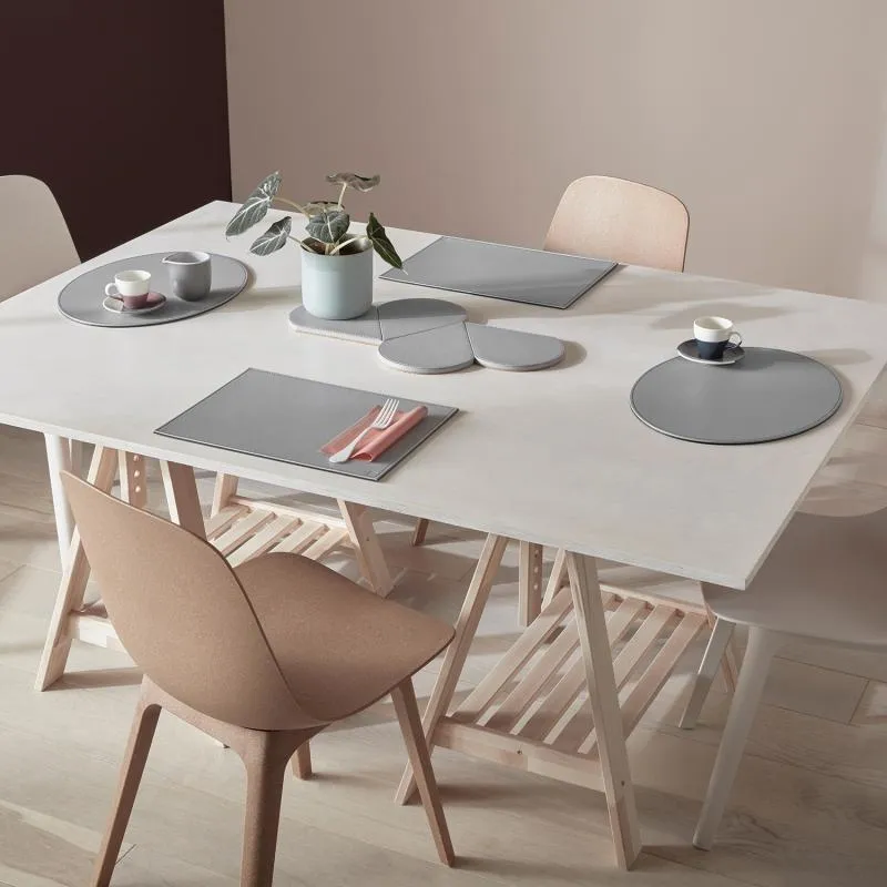 Platzset oval 45 x 34cm grau / schwarz