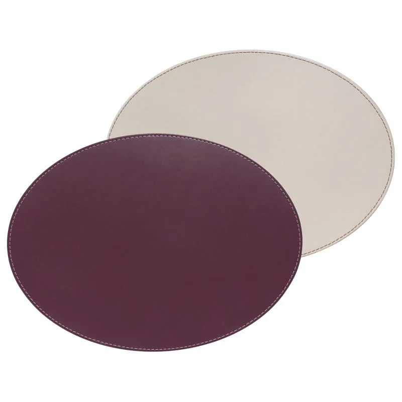 Platzset oval 45 x 34 cm pflaume / elfenbein