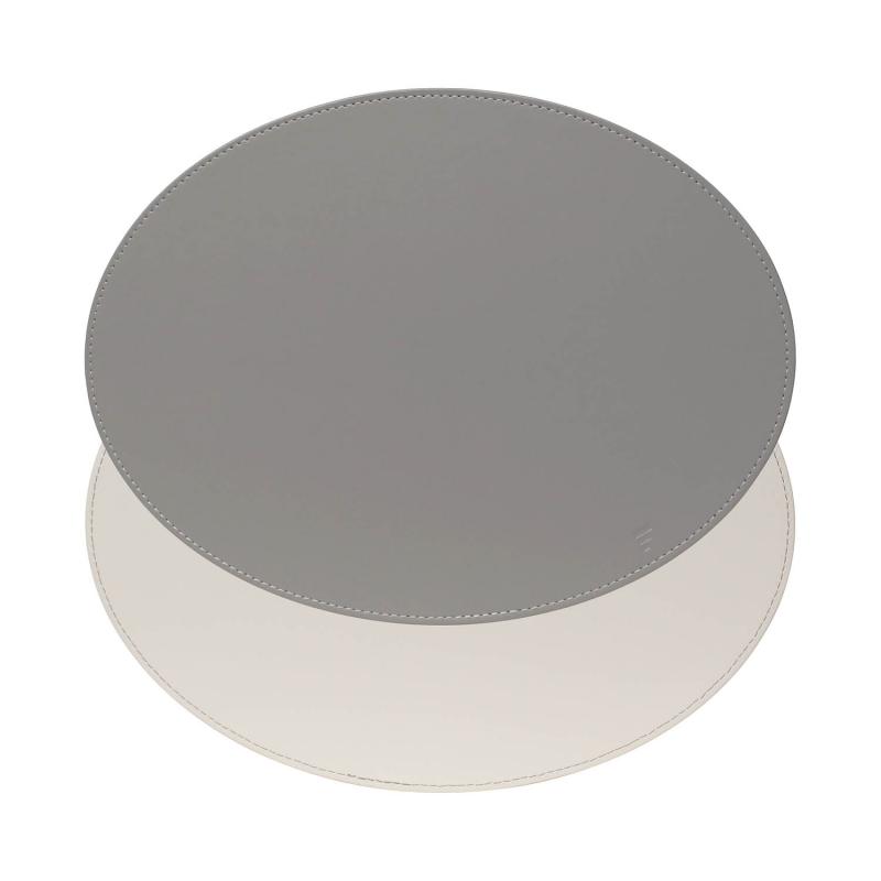 Preview: Platzset, Oval, Grau/Weiß 45 x 34cm