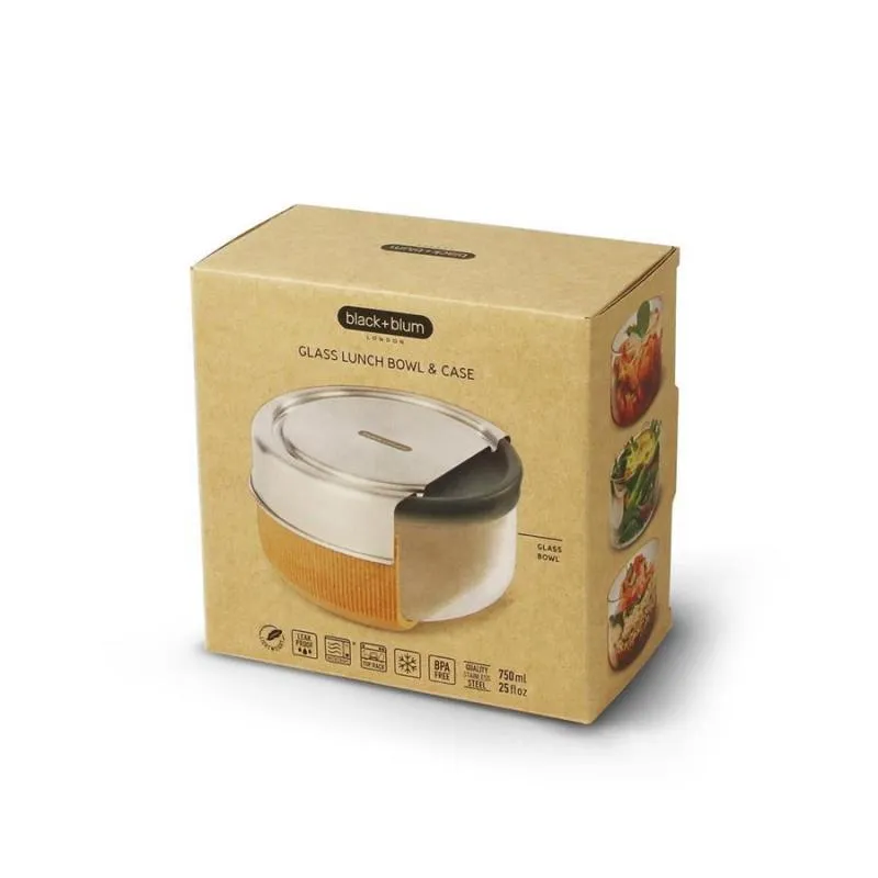 Lunchschale 750 ml aus Glas mit Schutzhülle, Schiefer