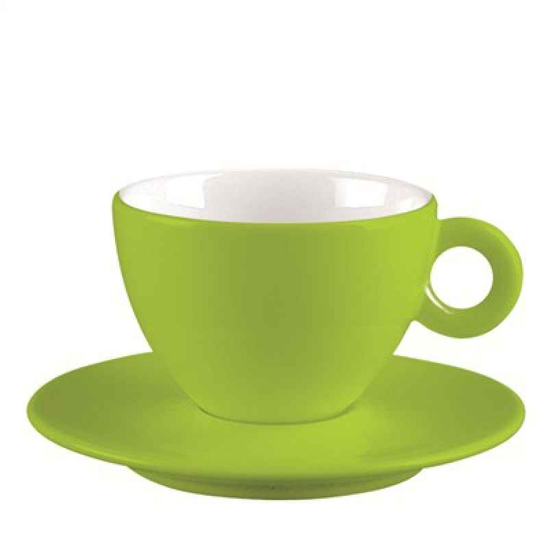 Espresso-Tasse und Untersetzer grün/ weiss