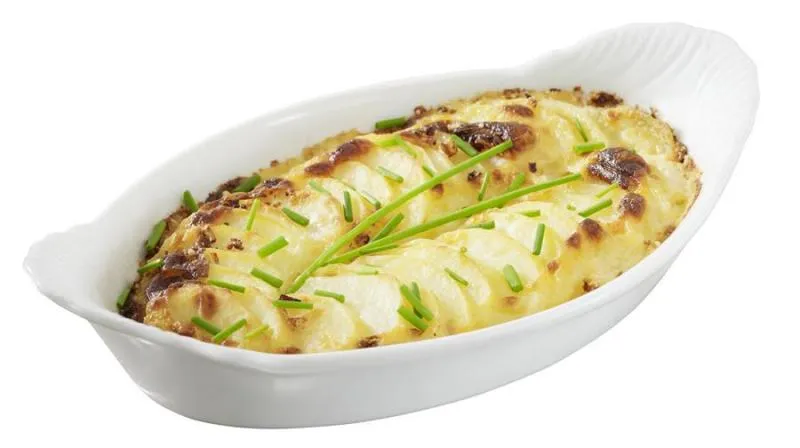 GRATINSCHUESSEL, OVAL, MIT GRIFFEN Weiss 40 cl