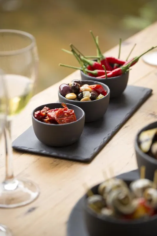 SERVIERPLATTE universal 30 x 16 cm rechteeckig schmal Matt schiefer