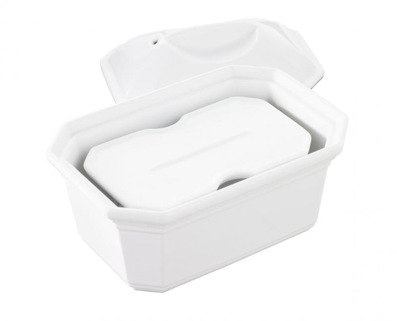 Preview: PASTETENFORM, ACHTECKIG MIT DECKEL Weiss 60 cl