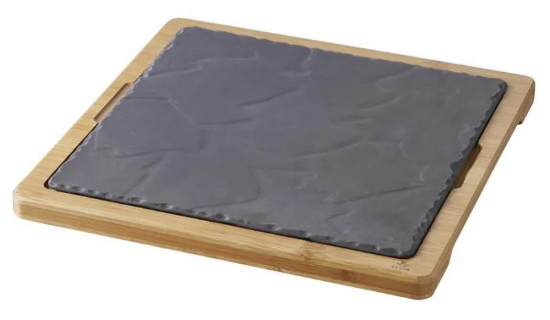 HOLZTABLETT/ HOLZBRETT 29,2 x 29,2 cm FUER TELLER/ PLATTE/ STEAKTELLER 25 x 25 cm Bambus