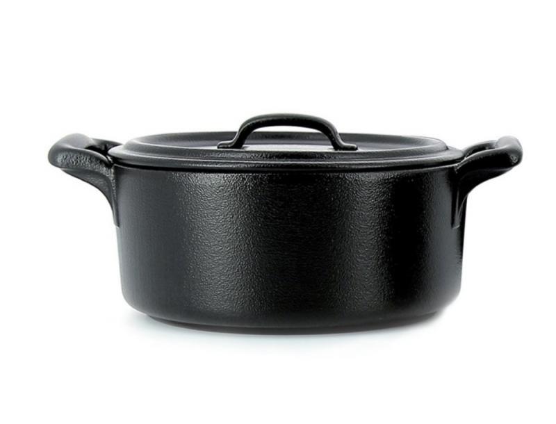 Preview: KASSEROLLE MIT DECKEL 45CL OVAL Gusseisenoptik