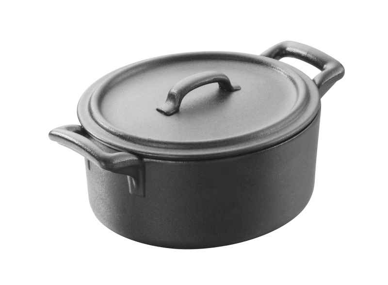 Preview: KASSEROLLE MIT DECKEL 45CL OVAL Gusseisenoptik
