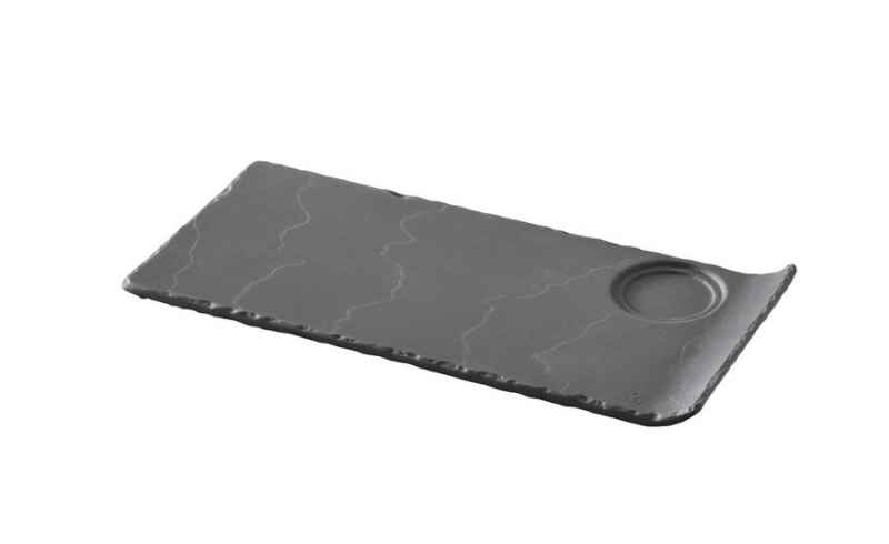 GOURMAND Tablett mit Mulde Matt schiefer styl