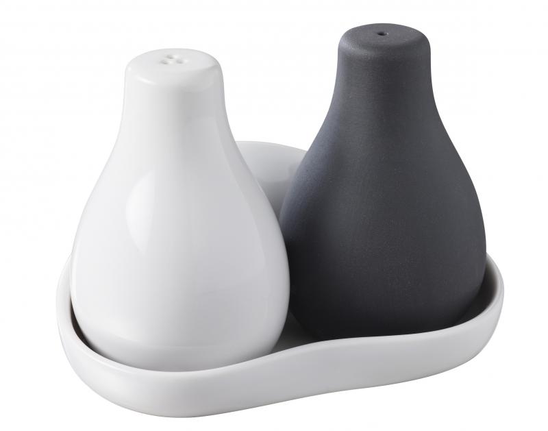 Preview: SALZ & PFEFFER AUF TABLETT 3 teilig Weiss + Matt schiefer styl