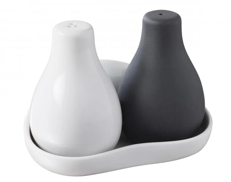  SALZ & PFEFFER AUF TABLETT 3 teilig Weiss + Matt schiefer styl