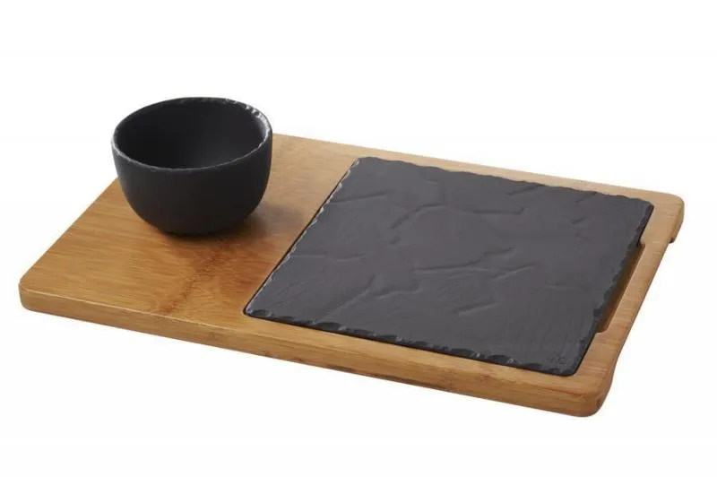 TELLER/ PLATTE/ BURGERTELLER/ STEAKTELLER/ SERVIERPLATTE 20 x 20 cm QUADRATISCH Matt schiefer