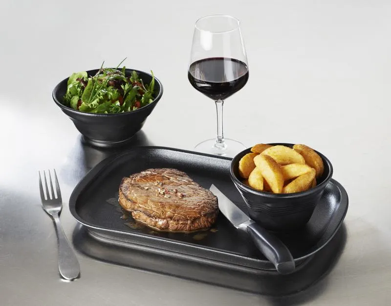 FLEISCH & STEAKPLATTE RECHTECKIG 32 cm gusseisen Optik
