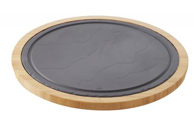 RUNDES HOLZTABLETT 34 cm FÜR TELLER/ STEAKTELLER 30 cm Bambus